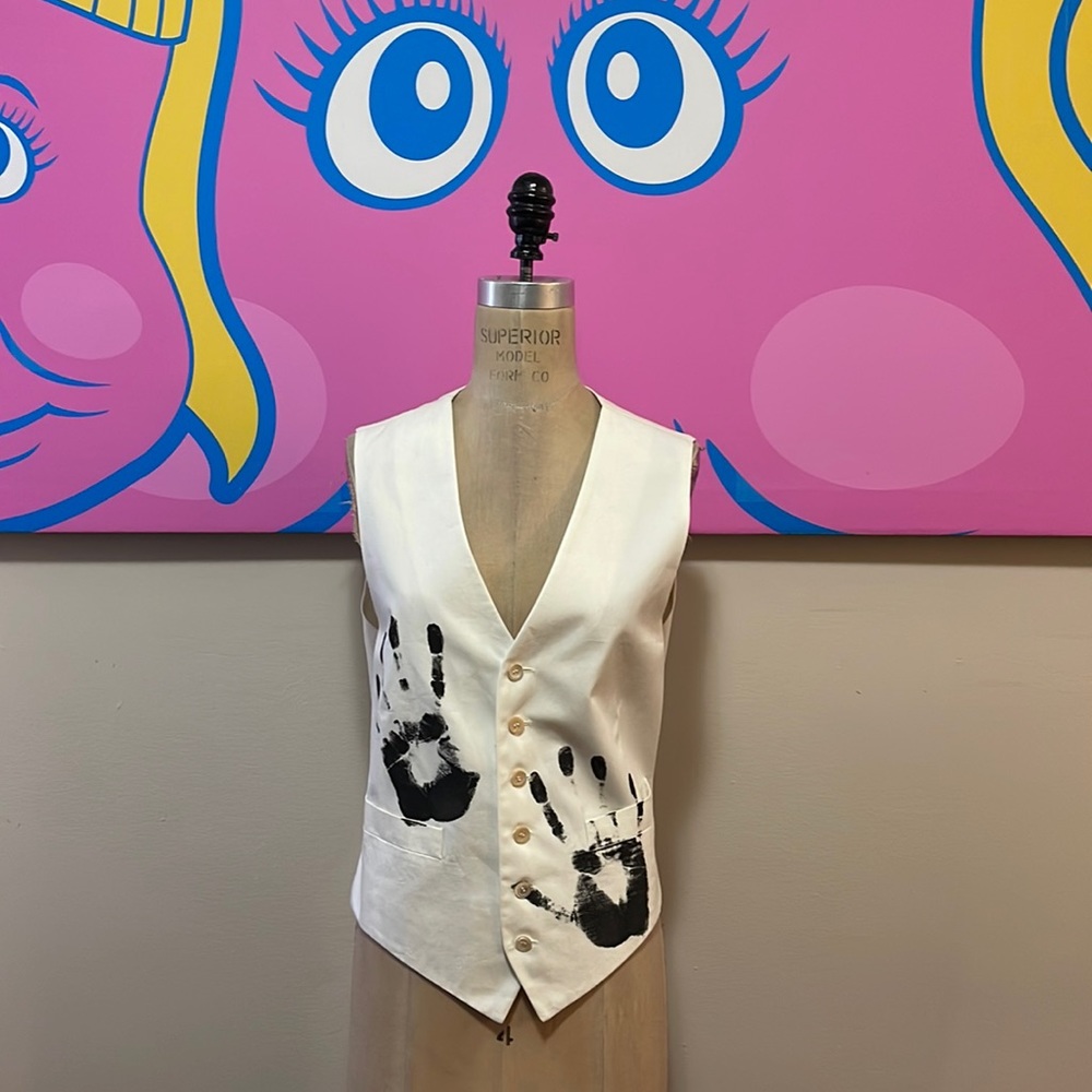 Moschino Black Off White Hand Painted Vest